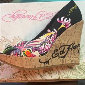 Ed Hardy wedge heels